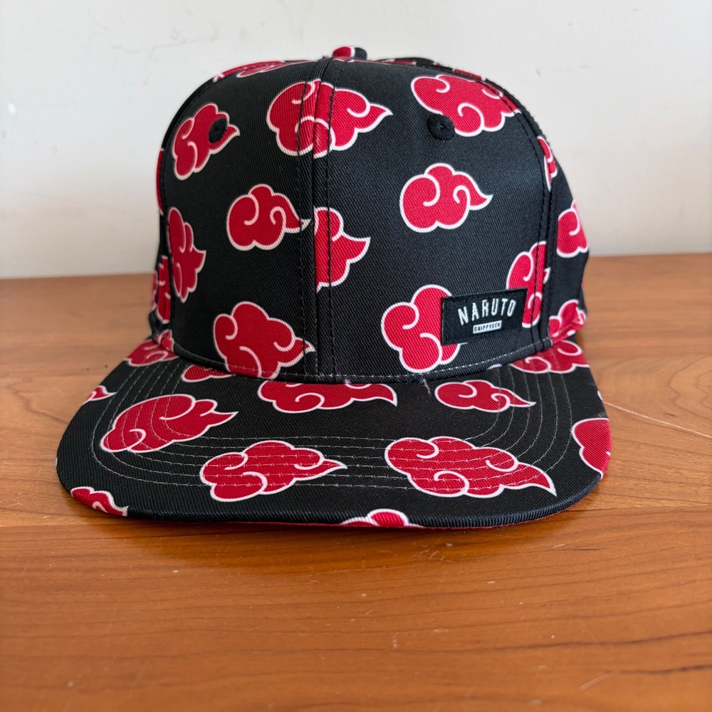 Naruto Shippuden Akatsuki Cloud Snapback Hat Black Red Viz Media Anime Cap OSFM
